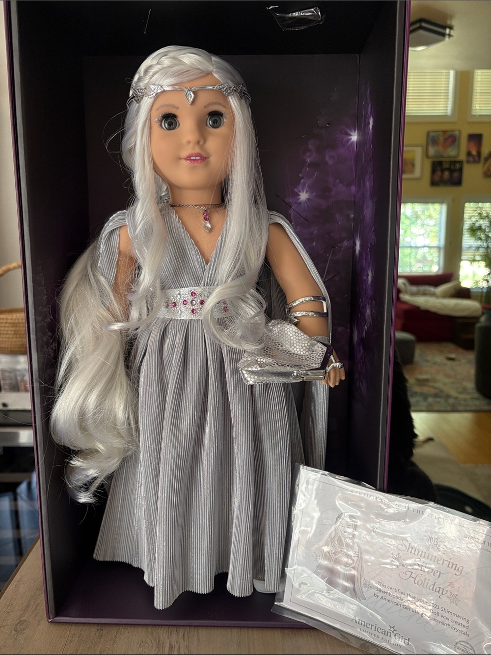 American Girl Silver Holiday Princess Doll with White Hair